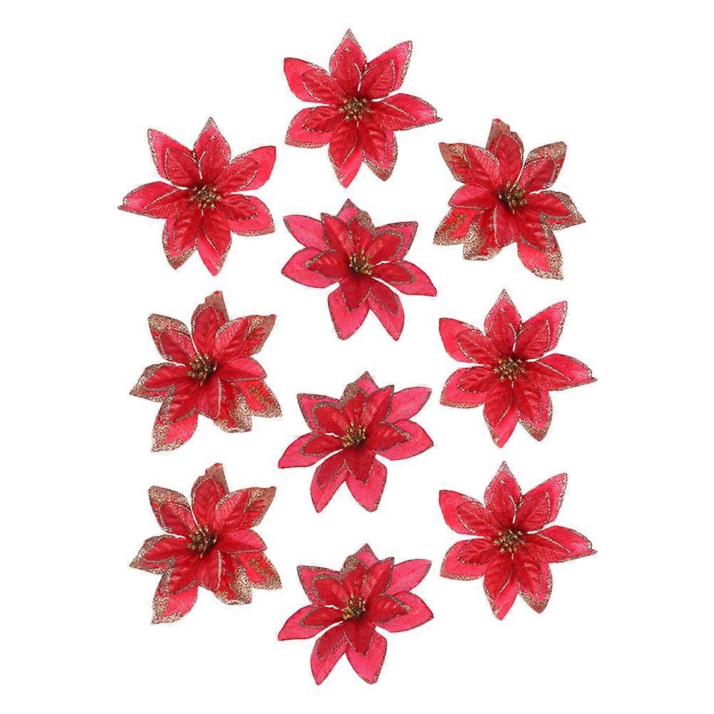 Artificial Flowers That Look Real Door Decoration Christmas Tree Three Layers Design Red 10Set