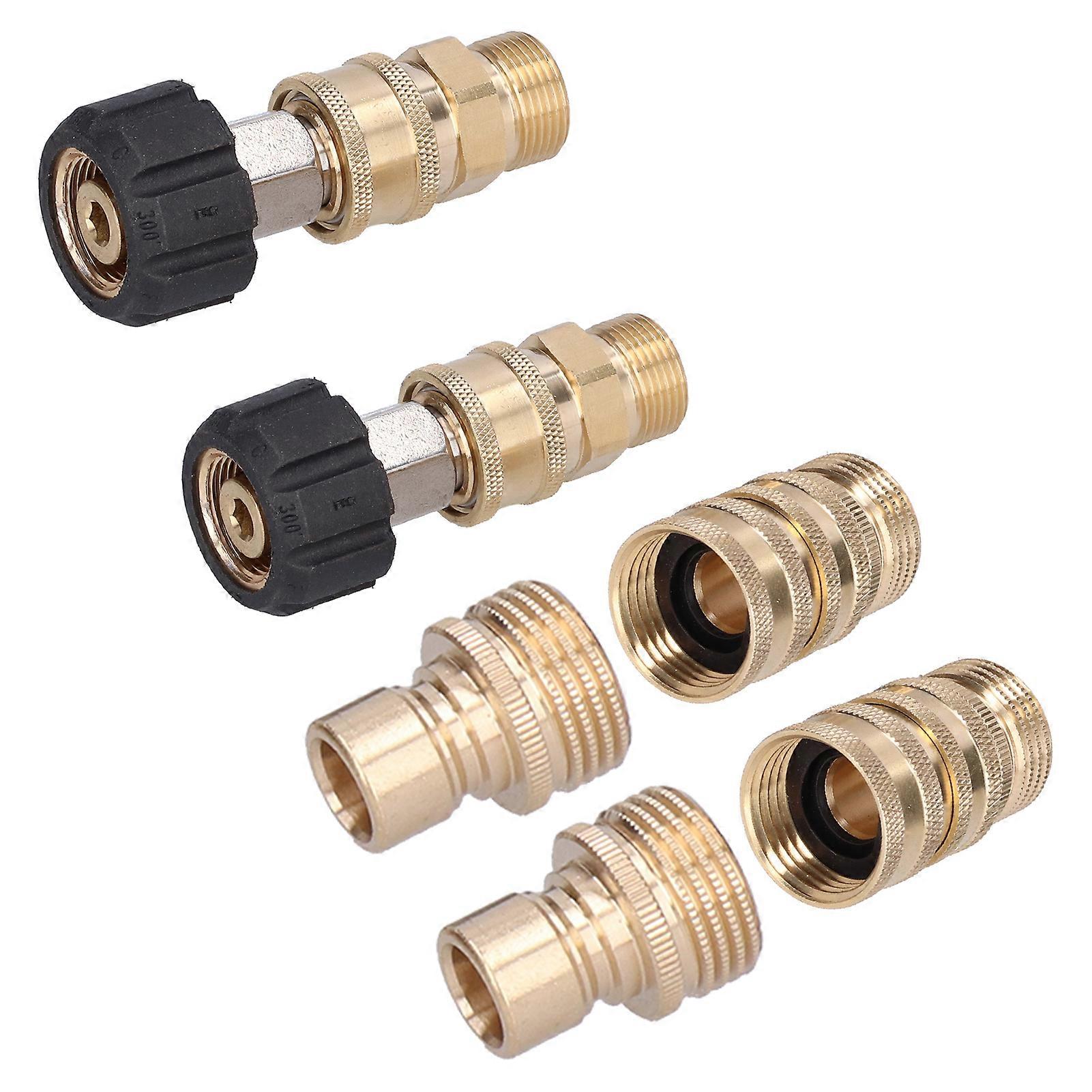 8Pcs High Pressure Washer Adapter Coupler Set Brass Quick Disconnect Connector Kit
