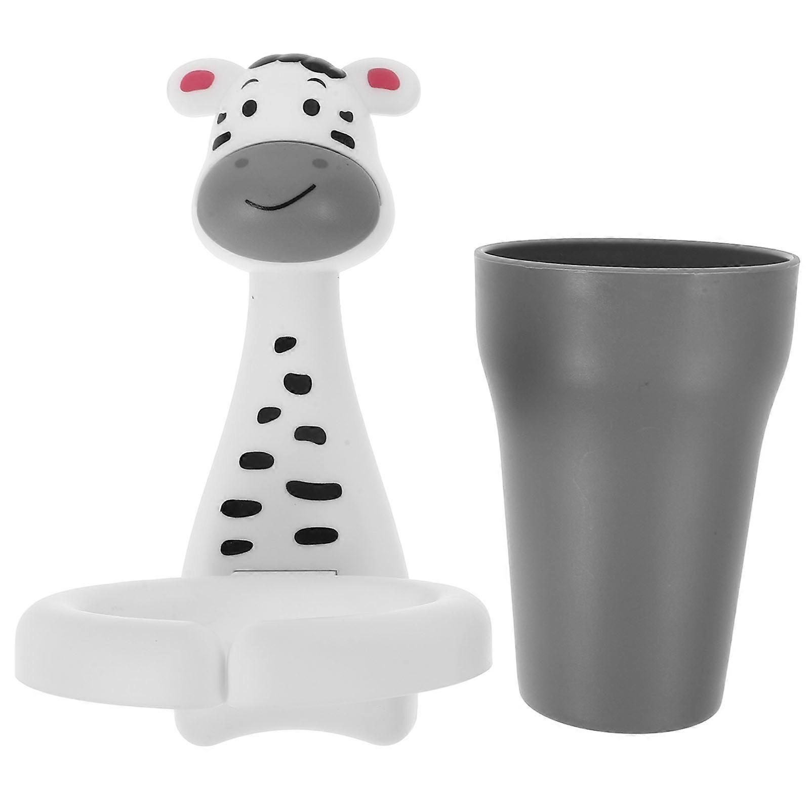 Wall-Mounted Bathroom Toothbrush Organizer Plastic Zebra Patterned Cartoon Design For Bathroom Use 1Pack