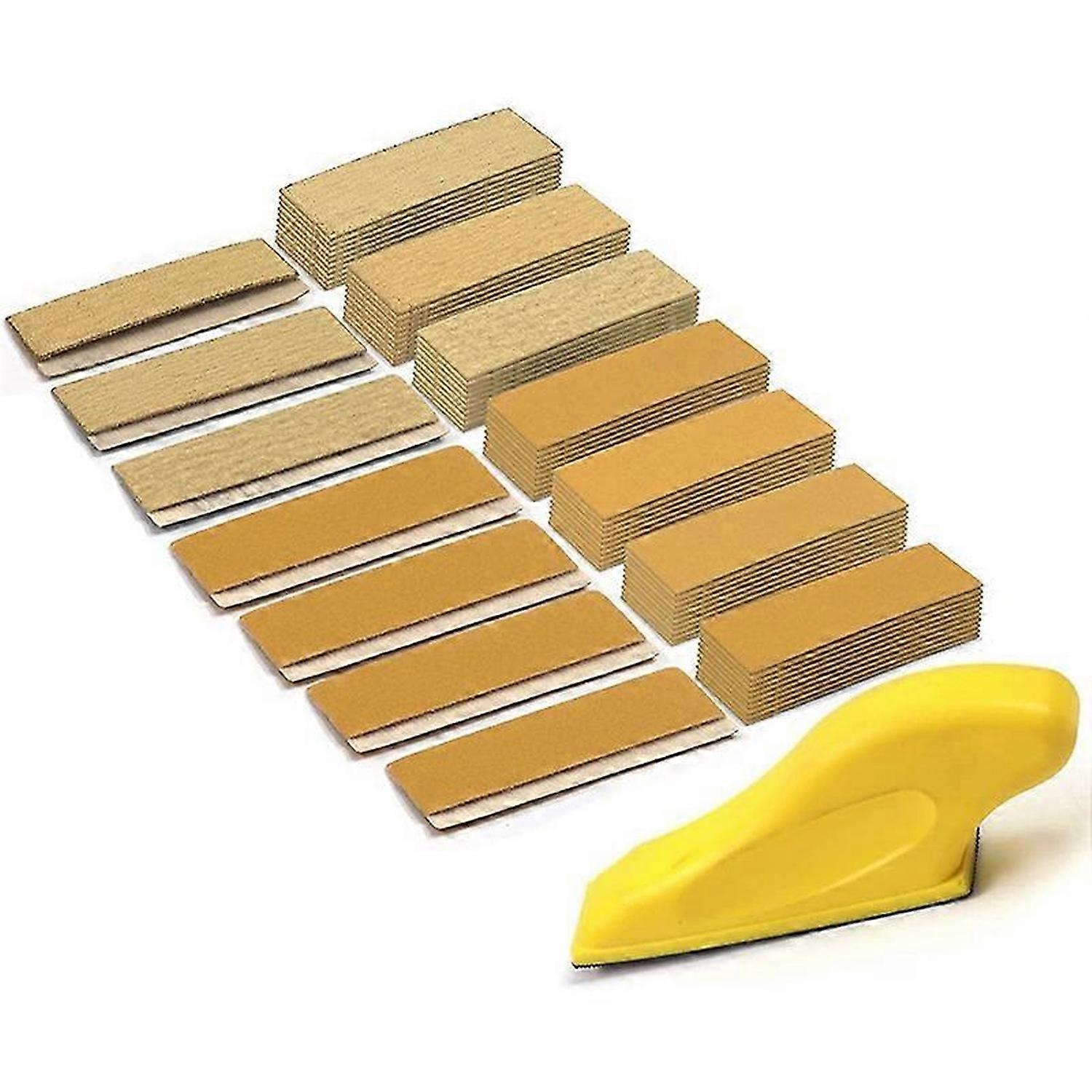 70Pc Sander Paper Kit,3.5X1In Hand Sanding Block for Wet Dry Hook & Loop Alumina 80 To 600 Grit Sand