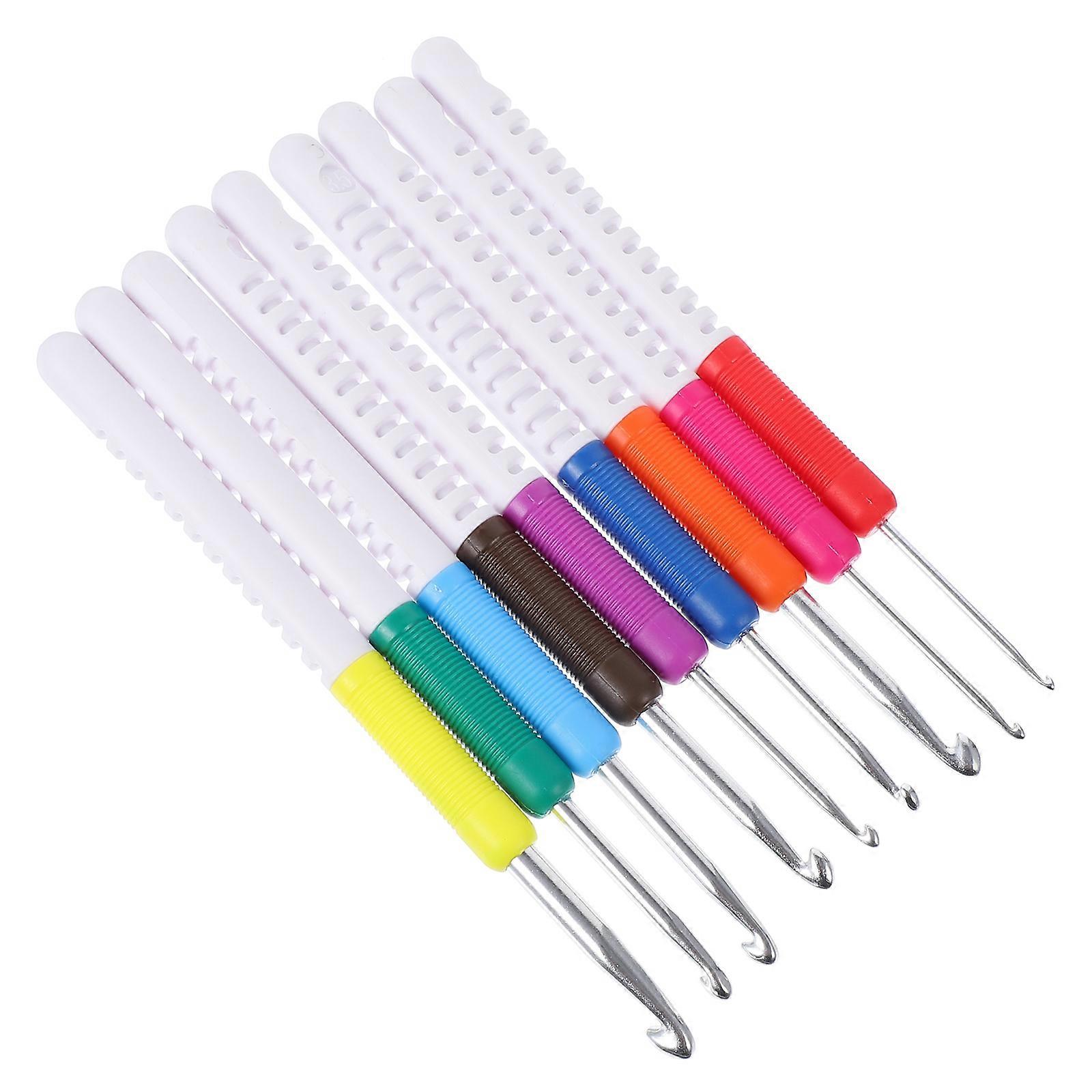 Handmade Crochet Hook Knitting Tool For Beginners 9Pcs White Plastic Ergonomic Design
