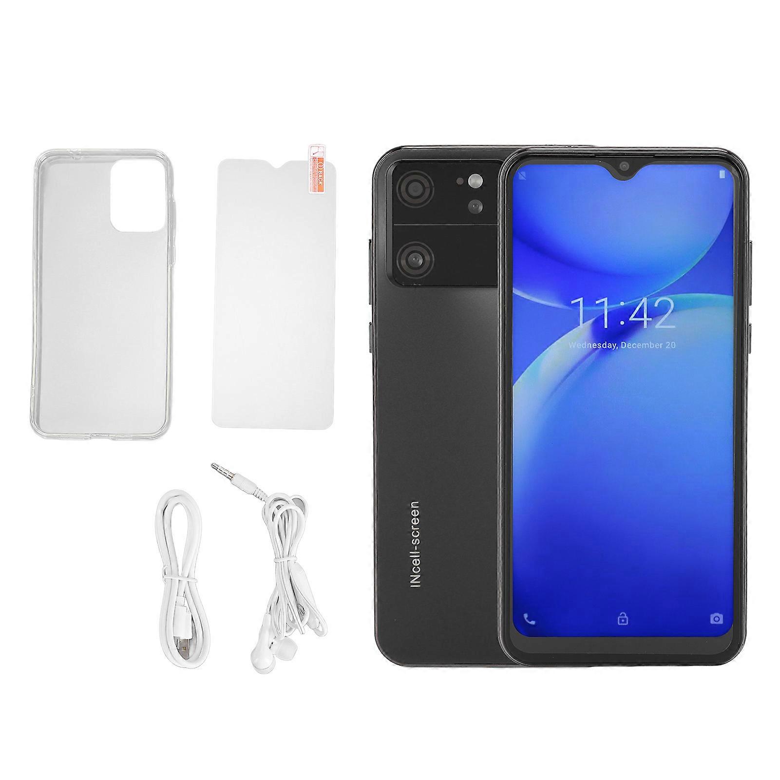 Ultra Slim 6.49" Black Smartphone, 6GB+64GB, 32MP Camera, Face Recognition, Android 12