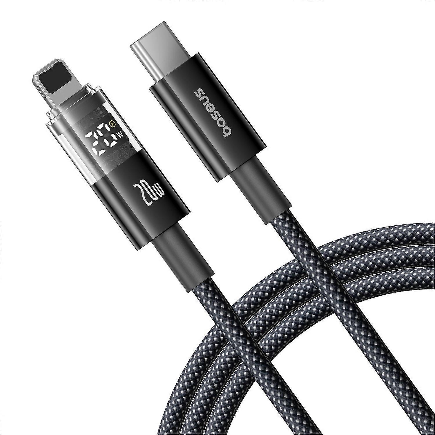 BASEUS Display II Series 1m Fast Charging Data Cable Type C to iP 20W Nylon Braided Cord