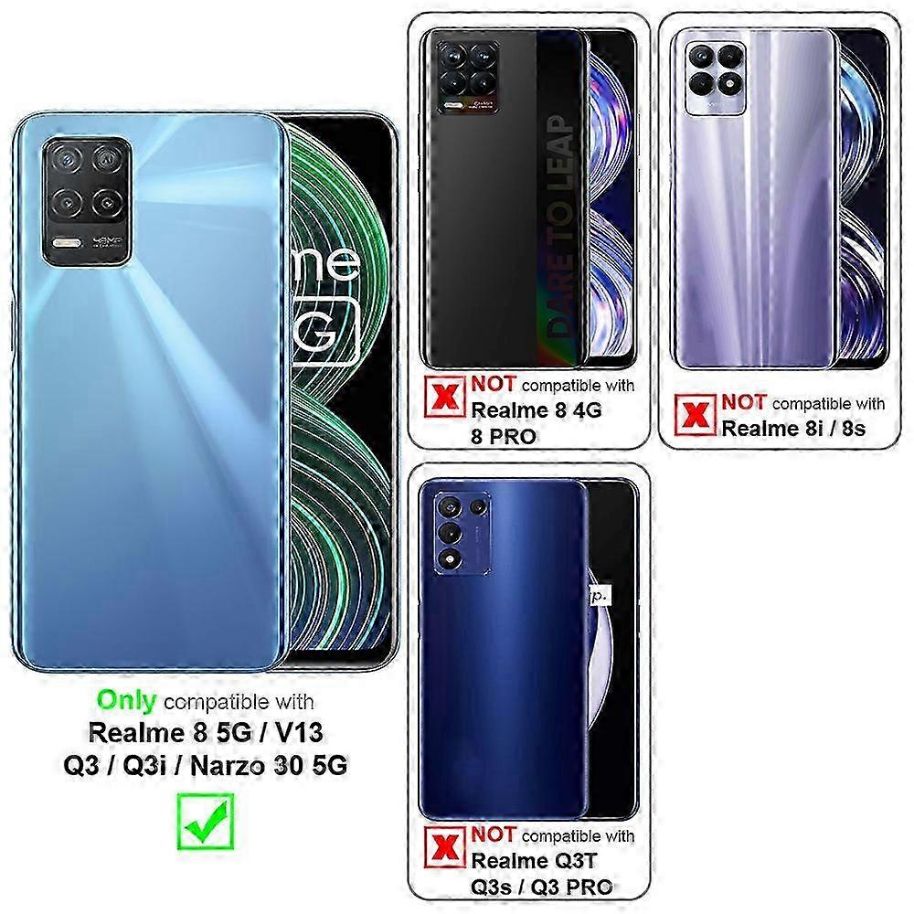 Protective Case with Stand Function and Card Slot for Certain Brand Models - Specifically for Realme 8 5G, V13, Q3, Q3i, and Narzo 30 5G