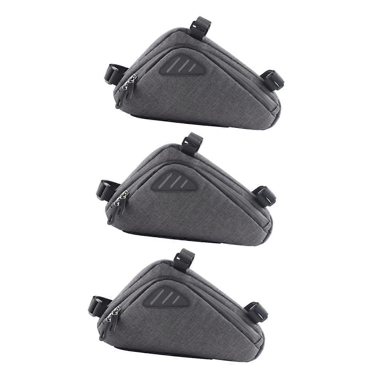 Front Bicycle Bag Set (3-Piece): Front Case, Handlebar Bag, Frame Bag, Black Nylon Fabric
