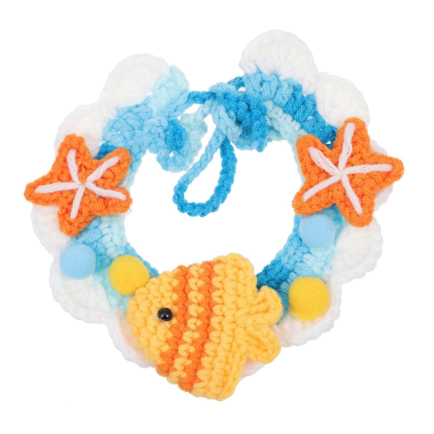 Cat Collar with Holder for Air Tag, Cute Polyester Kitten Scratcher Chain for Pets, Adjustable Size Cat Cage Accessory