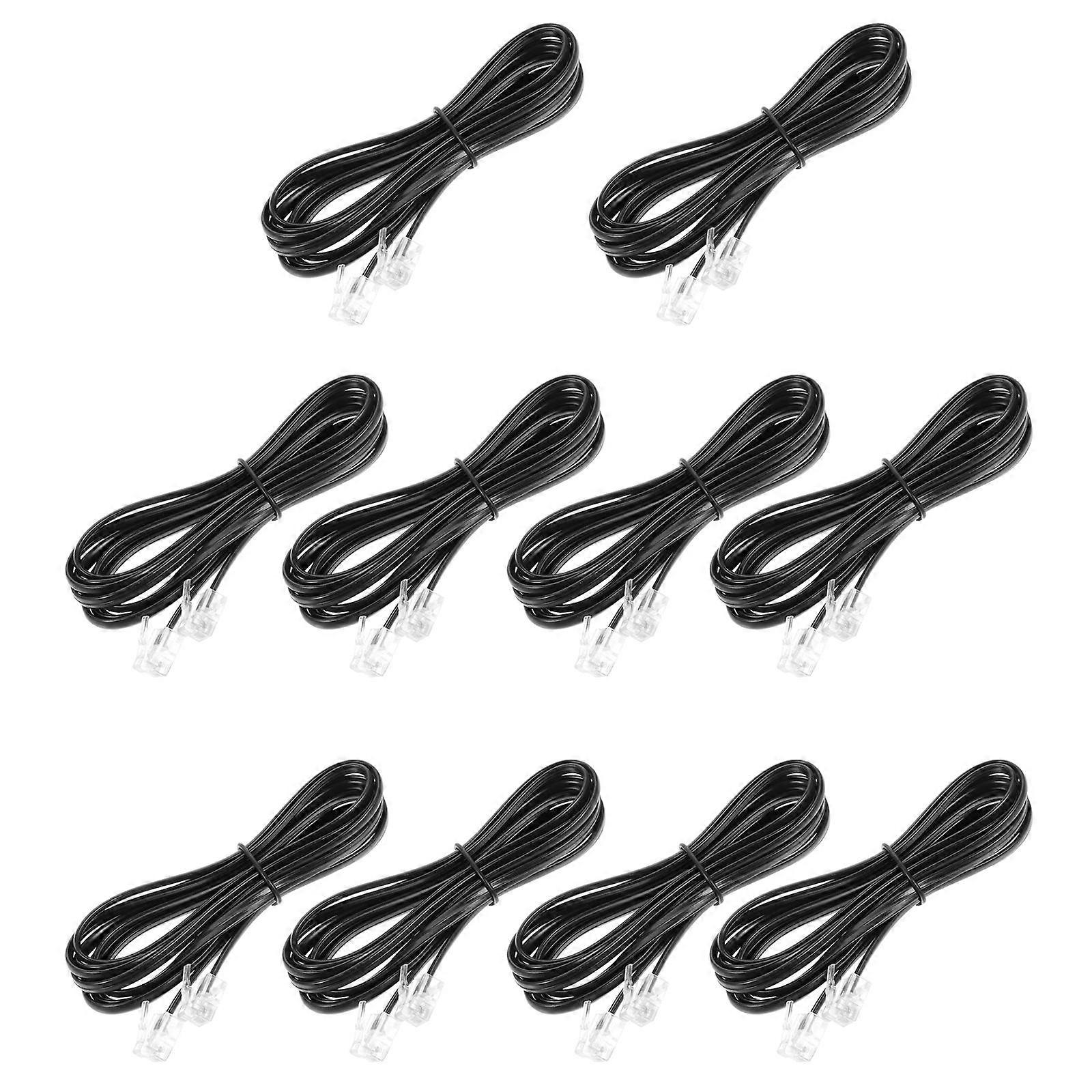 Telephone Cable with Pure Copper for Smooth Calling Experience Black 2 Meters 10 Pieces