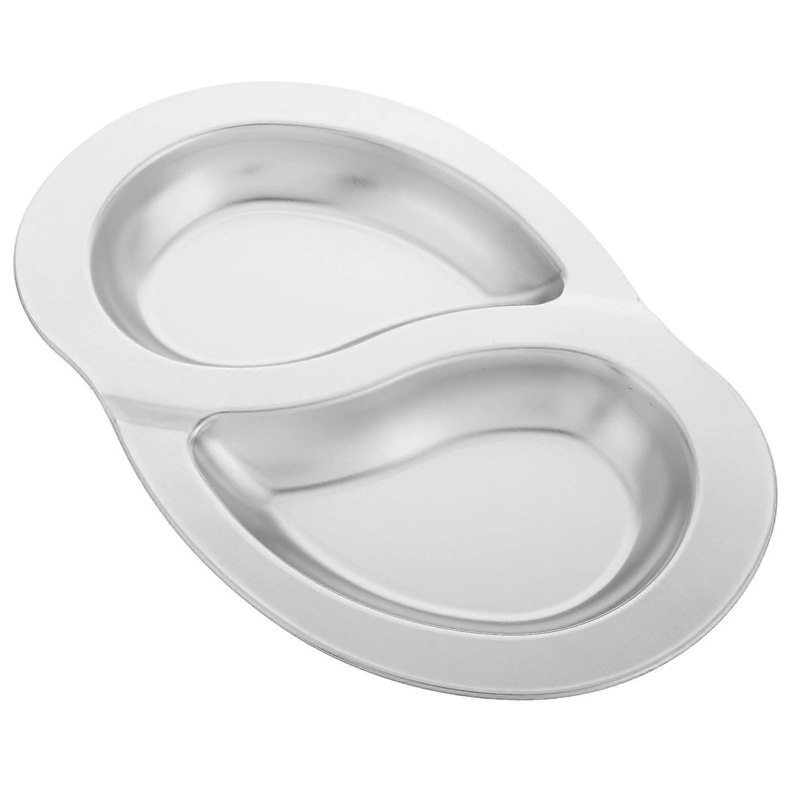 Camping Utensils Stainless Steel Divided Dinner Tray for Outdoor Activities Compartment Plate Silver 25.50X17.00X2.00CM Food Separation 1Pcs