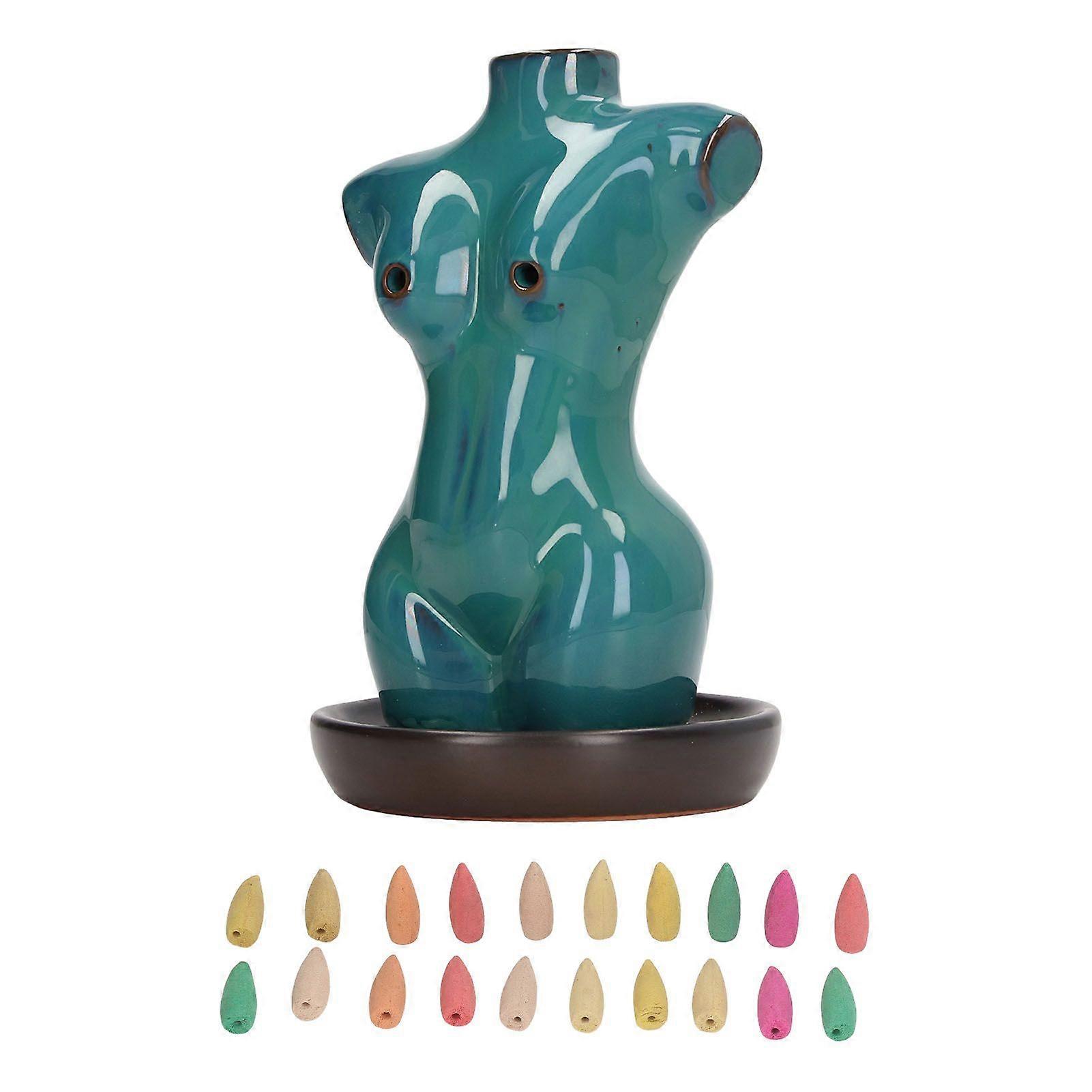 2025 Latest Model  Backflow Incense Burner Ceramic Blue Body Shape Unique