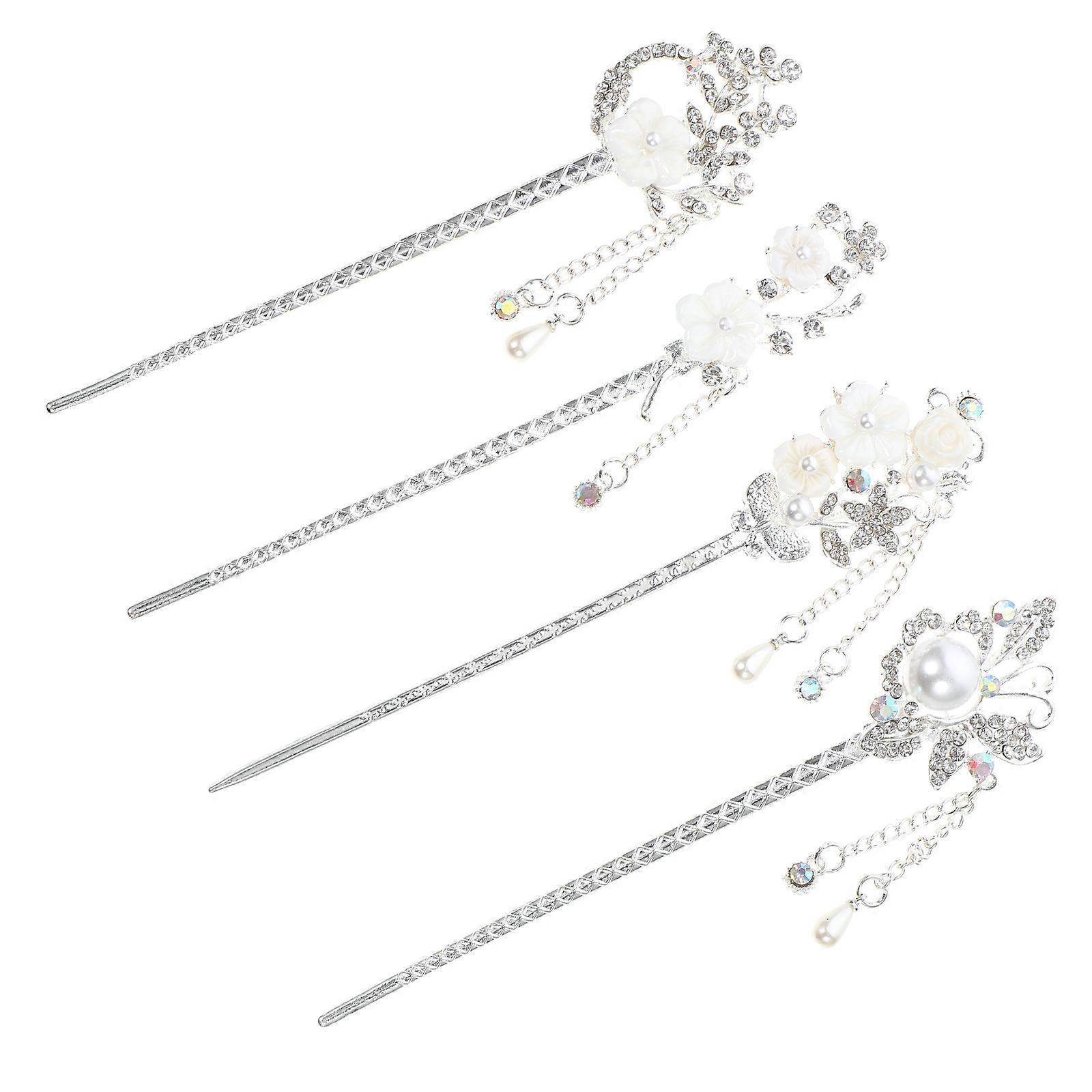 Zinc Alloy Tassel Hair Stick Retro Style Daily Wear 4Pcs