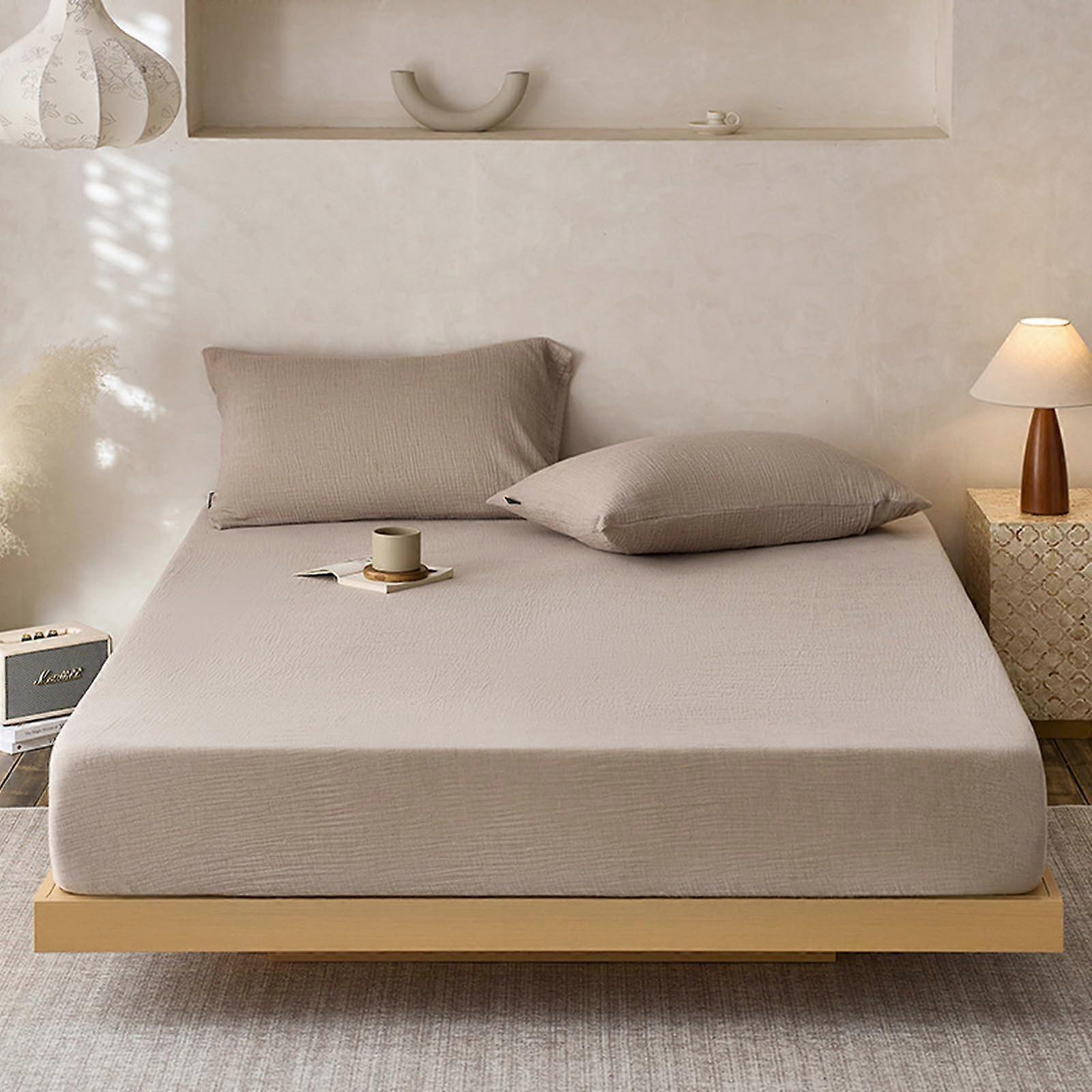 Jersey fitted sheet 90 x 200 cm, 100% cotton fitted sheet, bed sheet with 30 cm deep pocket, khaki, 90 x 200 cm 30 cm.