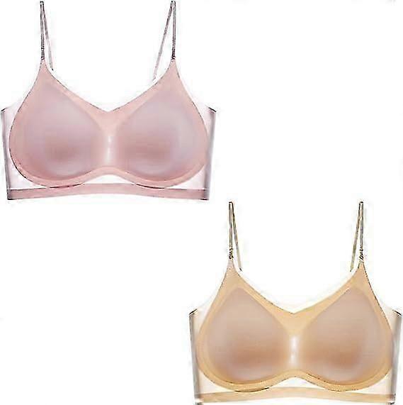 2szt Summer Seamless Ultra Thin Ice Silk Comfort Bra In Plus Size, Ultra Thin Ice Silk Bra Oddychający bezszwowy biustonosz