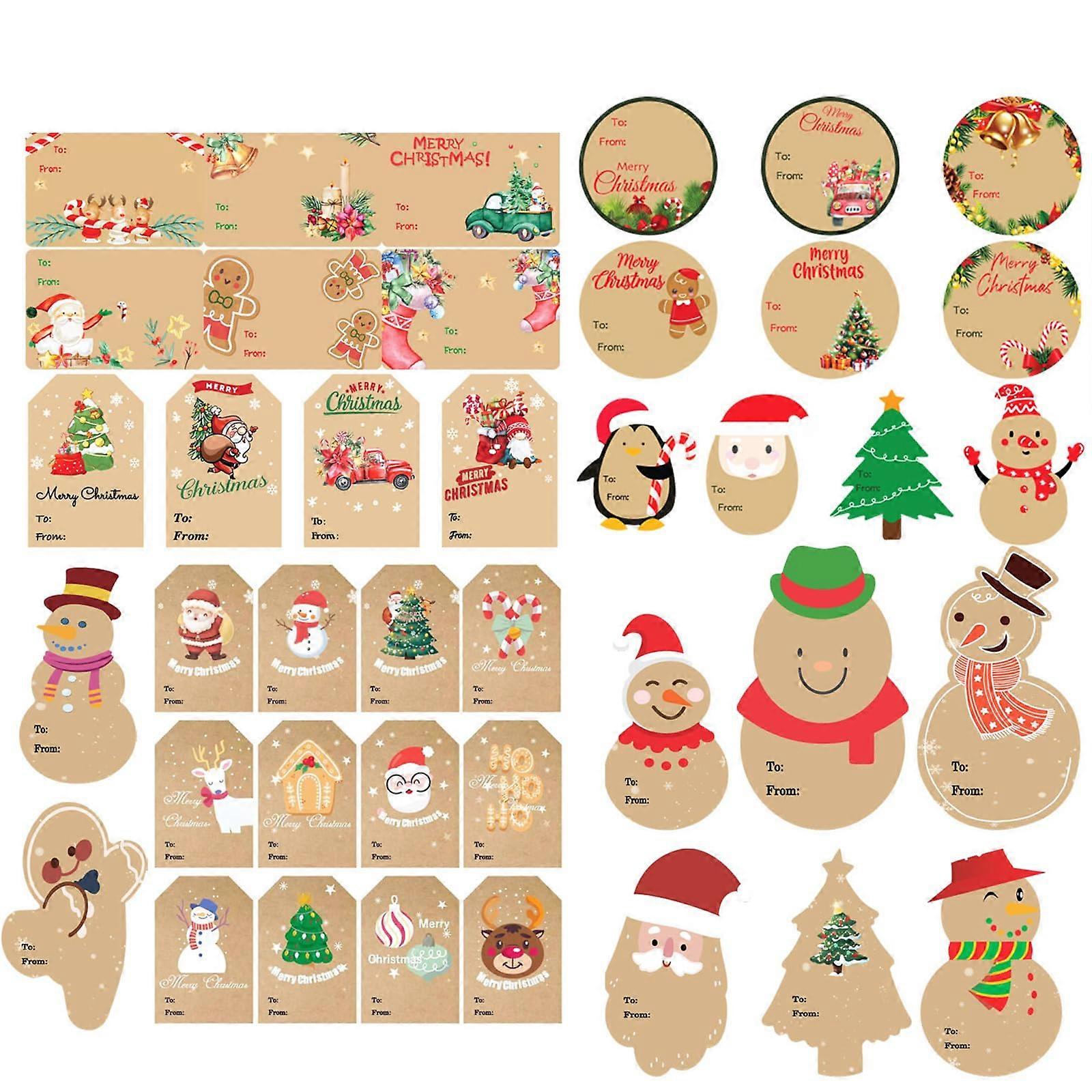 104 Pieces Self-Adhesive Christmas Labels for Envelopes and Box Cards, Decoration, 104 Pieces, Colorful and Versatile