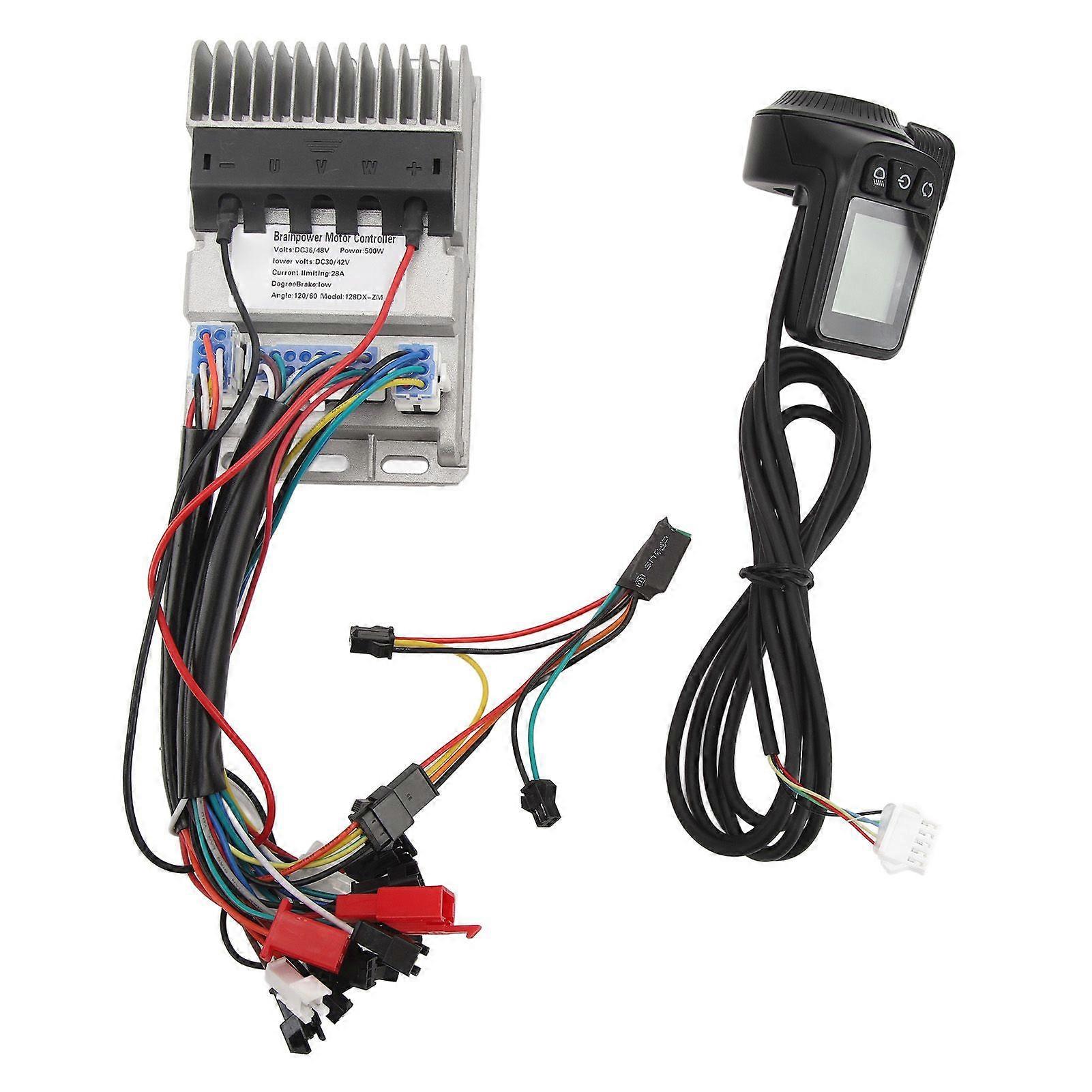 36V 48V 500W 28A Aluminium Cast Electric Bike Scooter Controller Thumb Throttle with LCD Display Electric Bicycle Controller KitYMQX)