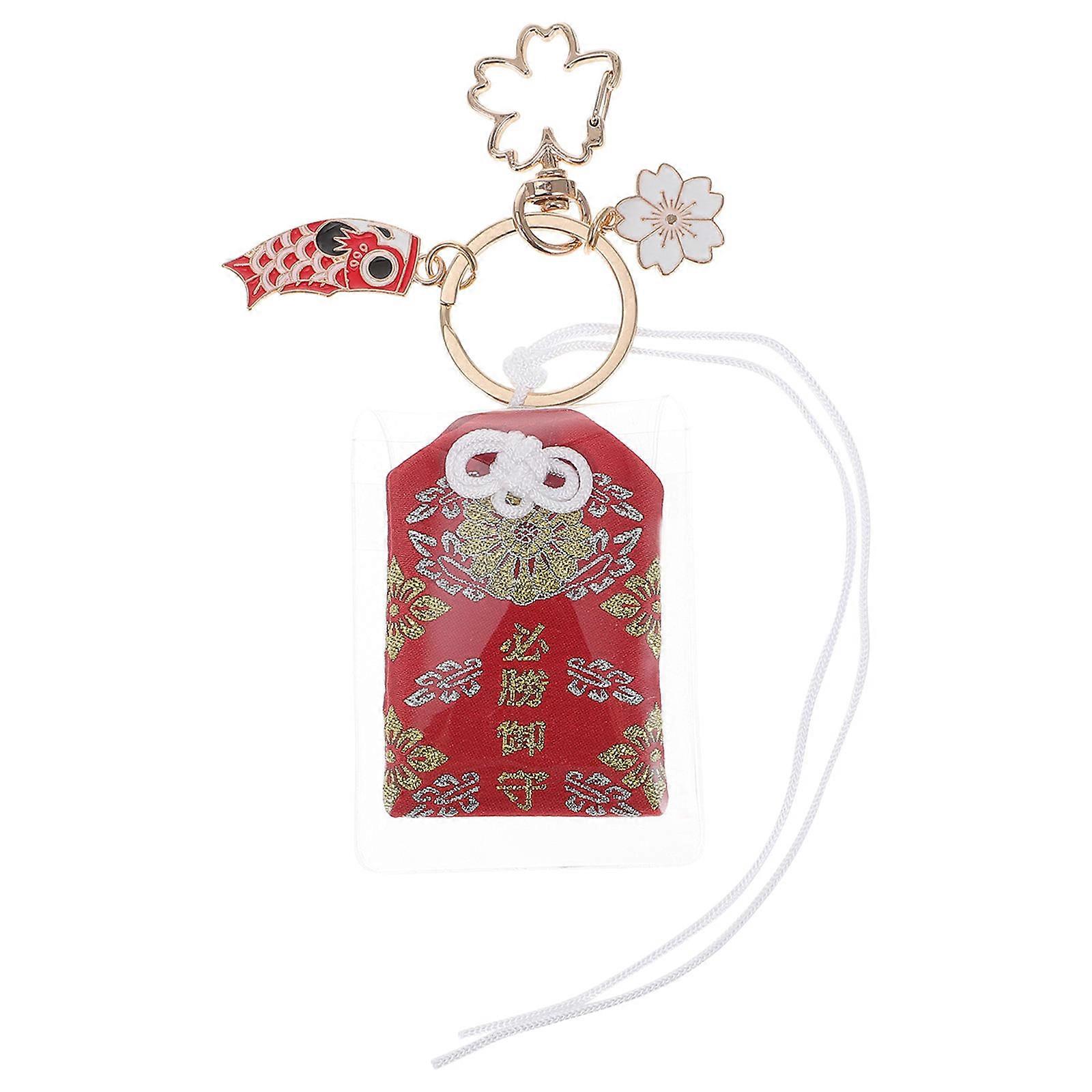 Cherry Blossoms Carp Keychain Japanese Keychains Decorative Effect Traditional Japanese Design Red 1Set