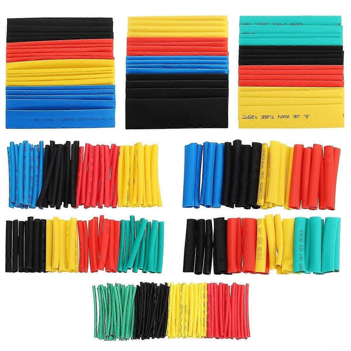performance heat shrink tubing set made of polyolefin, for protection of electrical cables and sealing, 164piece set