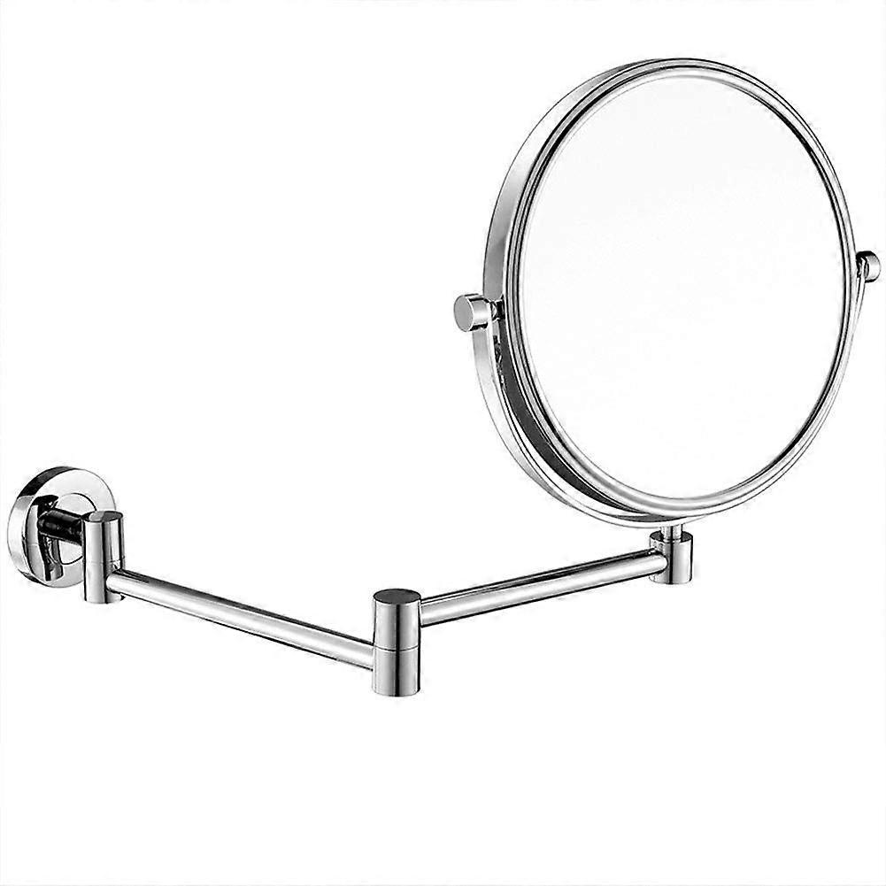 Cosmetic mirror, 8 inches, doublesided makeup mirror for wall mounting with 10x magnification, 360° swivel on both sides, extendable cosmetic mirror.