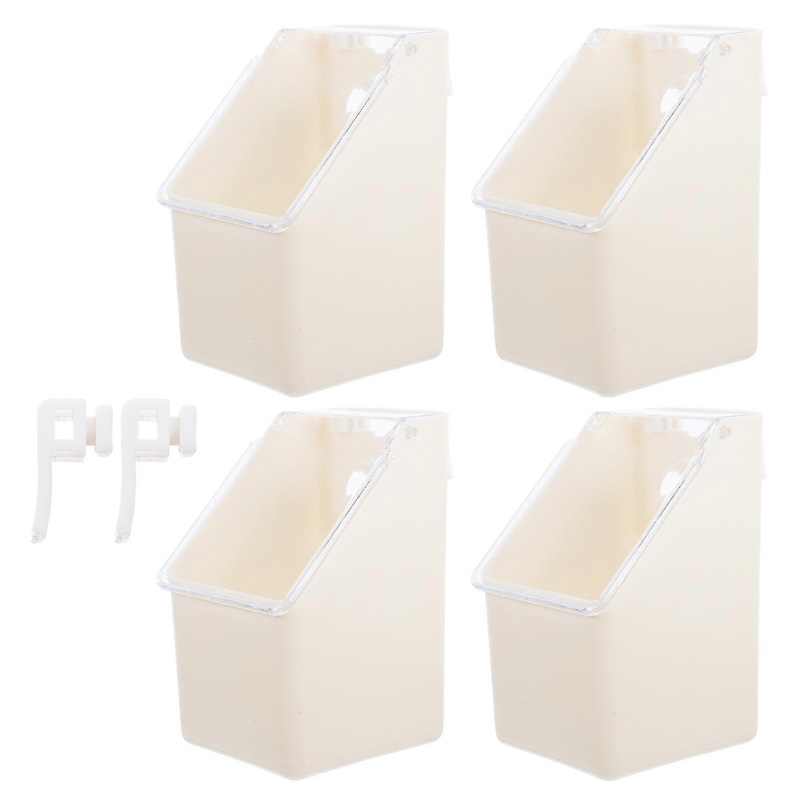 Hanging Pigeon Feeder With Lid Bird Feed Dish For Pigeon Cage Or Aviary Beige 13.70X8.50X8.00Cm Feeding