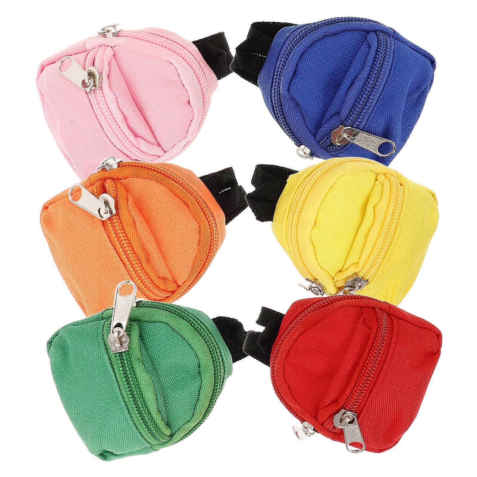 Mini Doll Backpack Tiny Pendant Coin Purse for Daily Adventures Children 3.14X2.75X1.38in Storage 6Pcs