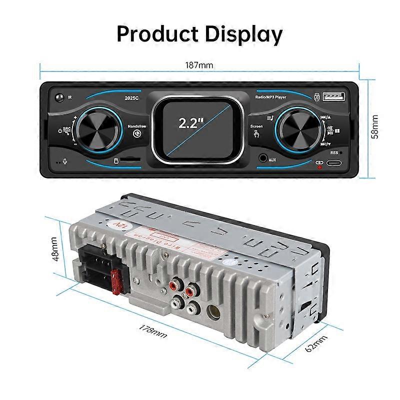 Car Stereo Single Din Bluetooth USB AM/FM AUX Steering Wheel Control Hands-Free Calling
