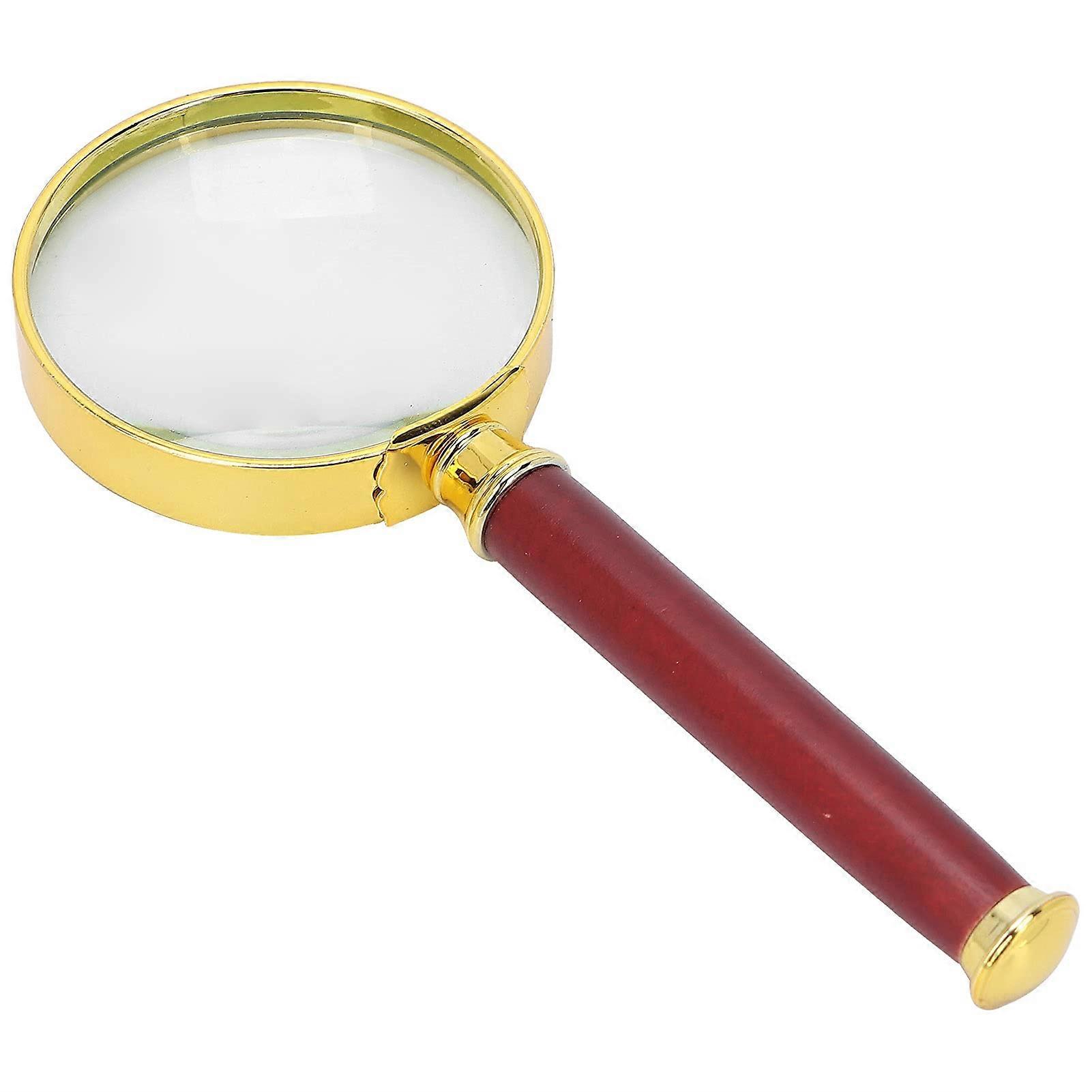Handheld 10X Magnifying Glass for Reading with Ergonomic Wooden Handle, Senior Magnification Tool for Books, Crafts, and Collectibles