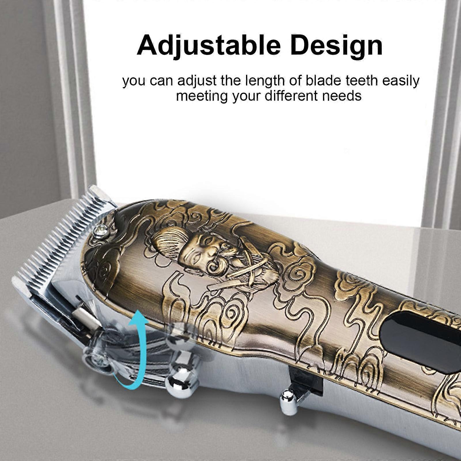Metal hair clipper retro oil head engraving scissors mother machine set USB size two-piece set with lubricating oil shipped bronze