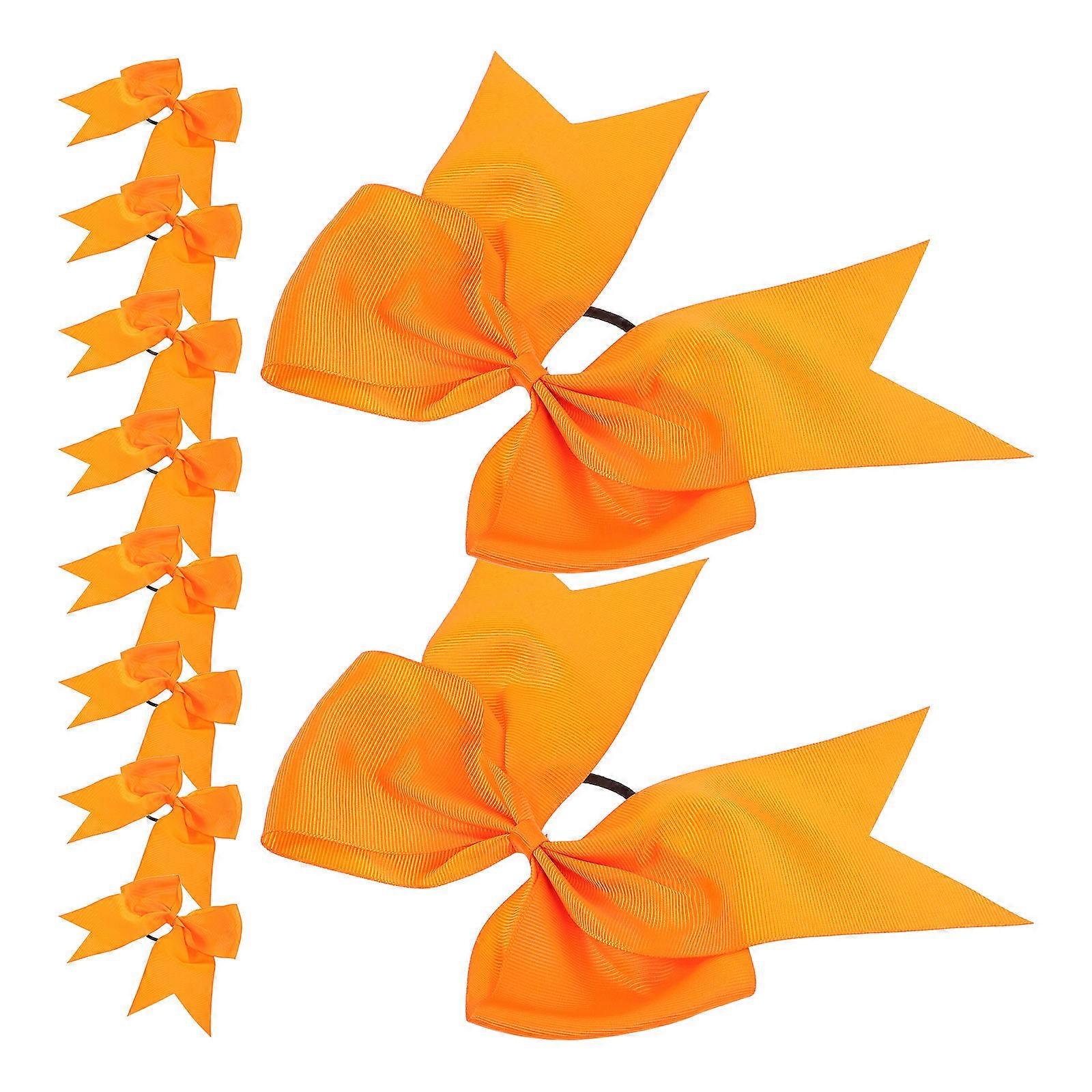 Orange Cheer Bow Hair Ties Crafted with Cloth for Decor Versatile Use as Headband or Hair Tie
