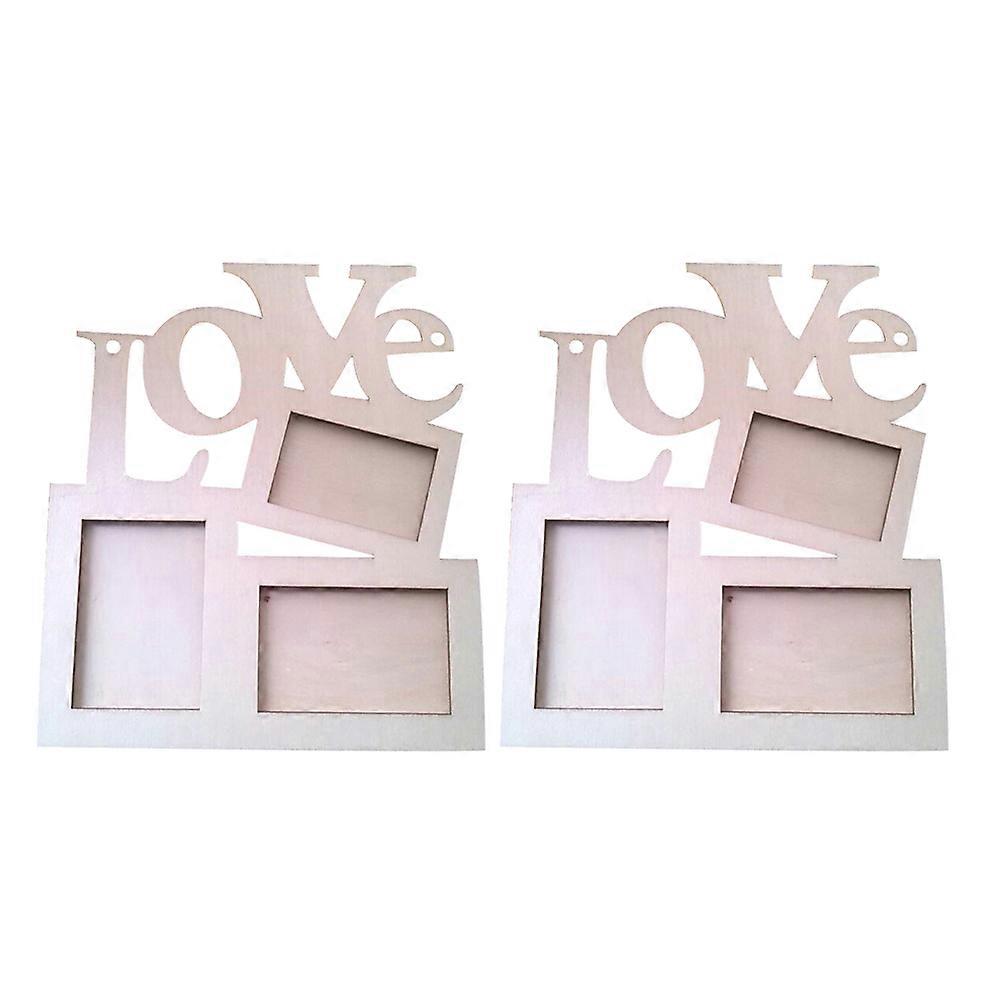 Wooden Photo Frame for Home Decoration Multi Color Display 3 Pictures Synhetic Material 2 Pcs