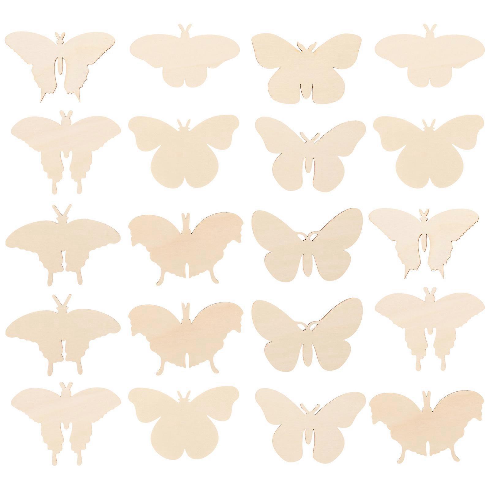 Wood Craft Supplies Blank Butterflies Cutout Natural Decor Educational Tool 27Pcs