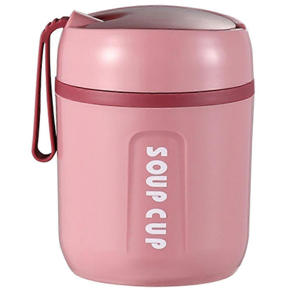 Soup Cup Insulated Leakproof With Handle Design Suitable For Most People Pink 12.5x9cm 480ml Carrying Oats 1Set