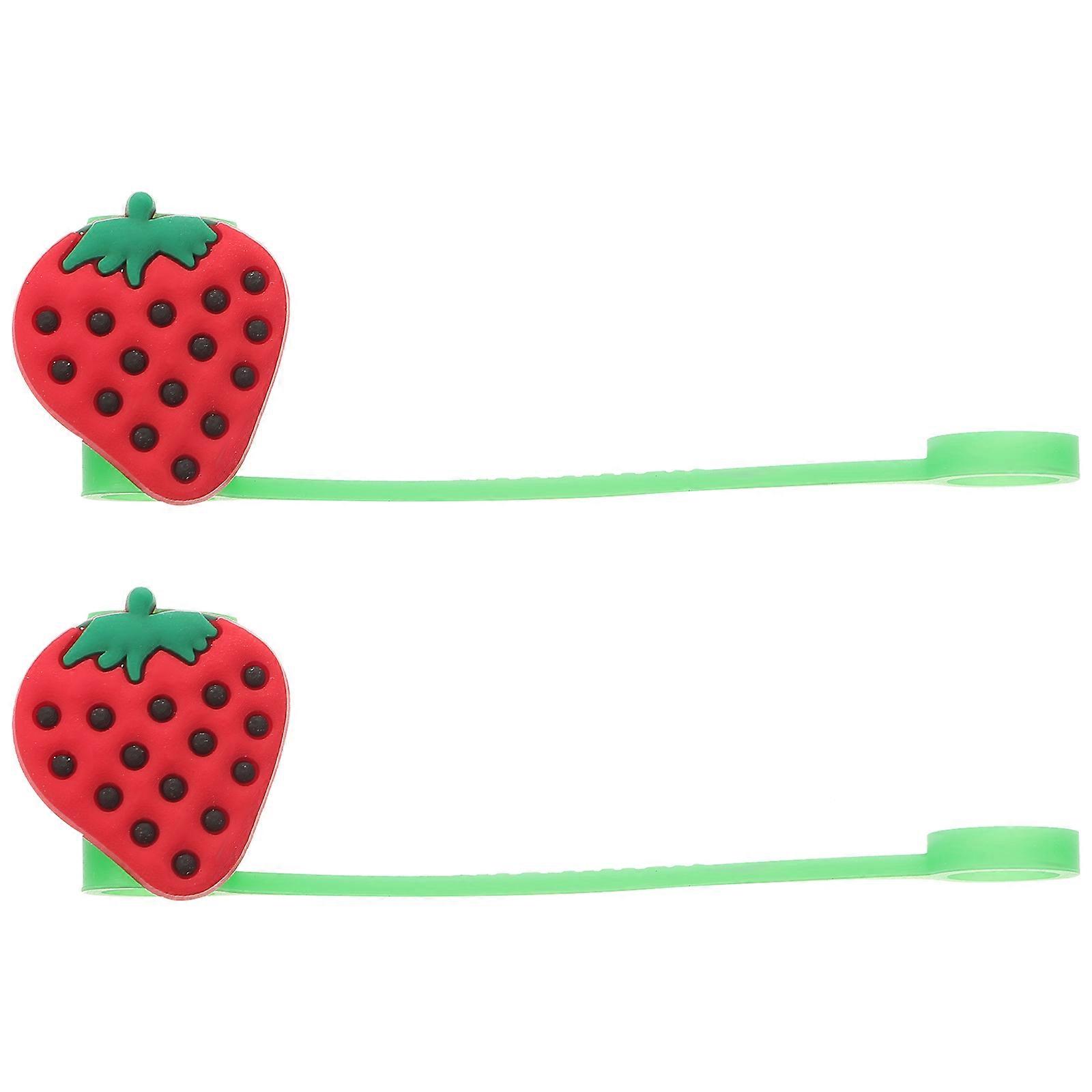 Tips Cover with Cute Strawberry Shape for Decor Made of Green and Reusable 2 Pieces