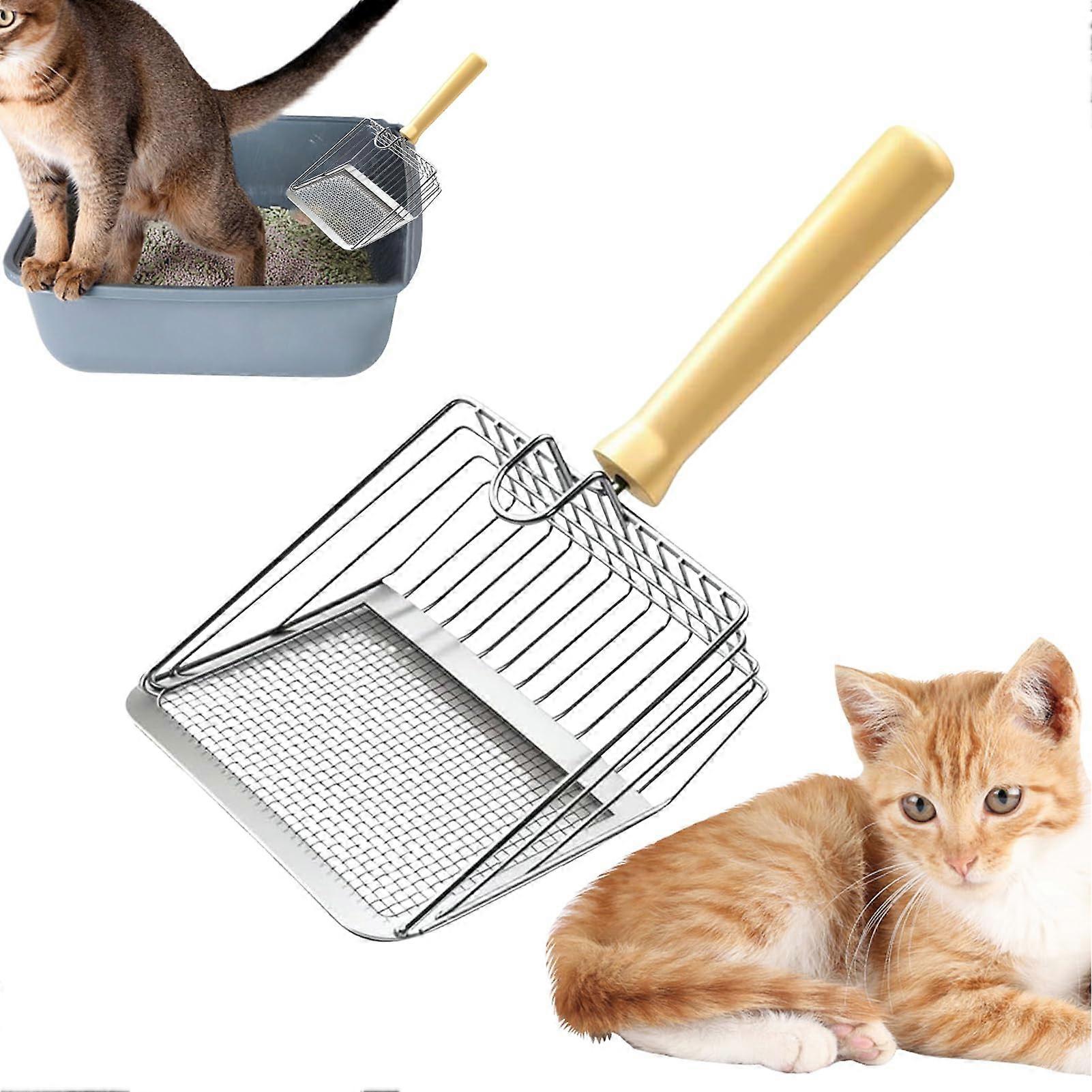 Cat Scooper for Litter Box - Stainless Steel Mesh Sifting Tool with Comfortable Grip for Multi-Cat Homes and Small Pets