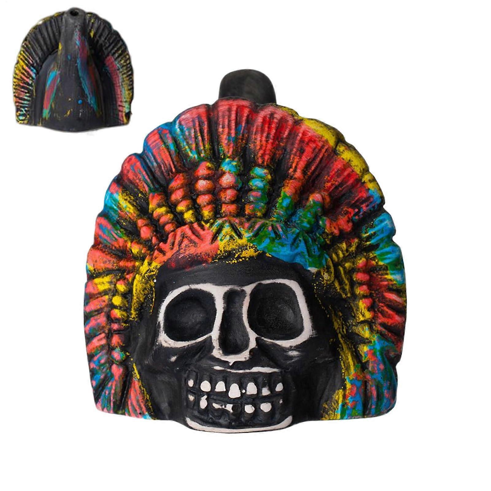Portable Skull Whistle, Aztec Death Whistle, Ceramic Skull Spooky Whistle