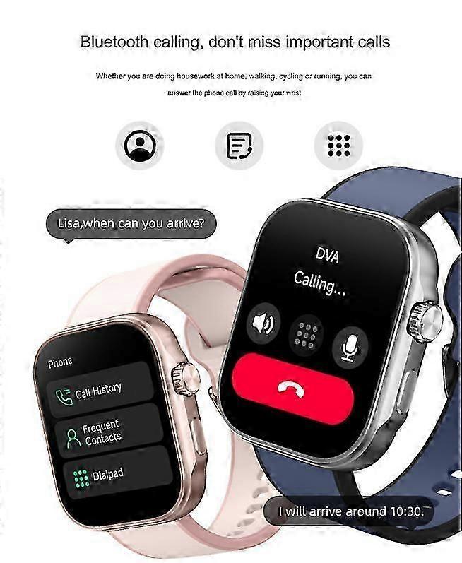 Smartwatch with 1.99-Inch Large Screen, Supports Heart Rate and Blood Oxygen Monitoring, Sleep Monitoring, Bluetooth Calling(Blue)