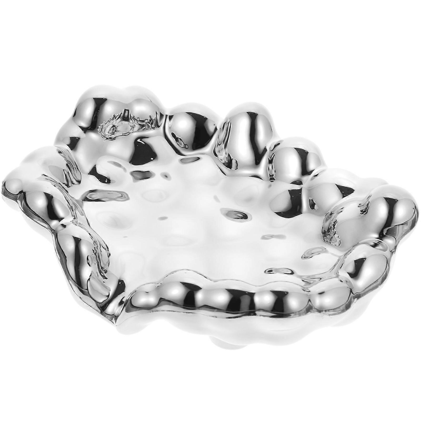Irregular Self Draining Soap Dish Holder in Silver ABS Material for Holding Soap Near Sink