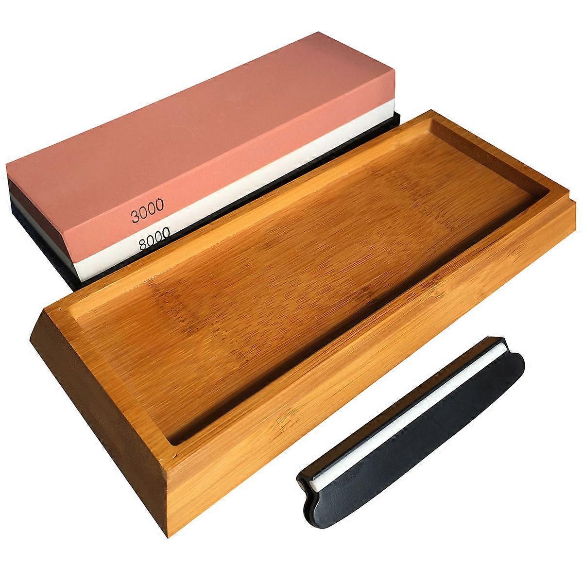 Stone Sharpening Kit Wooden Base Design Coffee Tools Set For Home Users 20x10x4cm Durable 1 Set