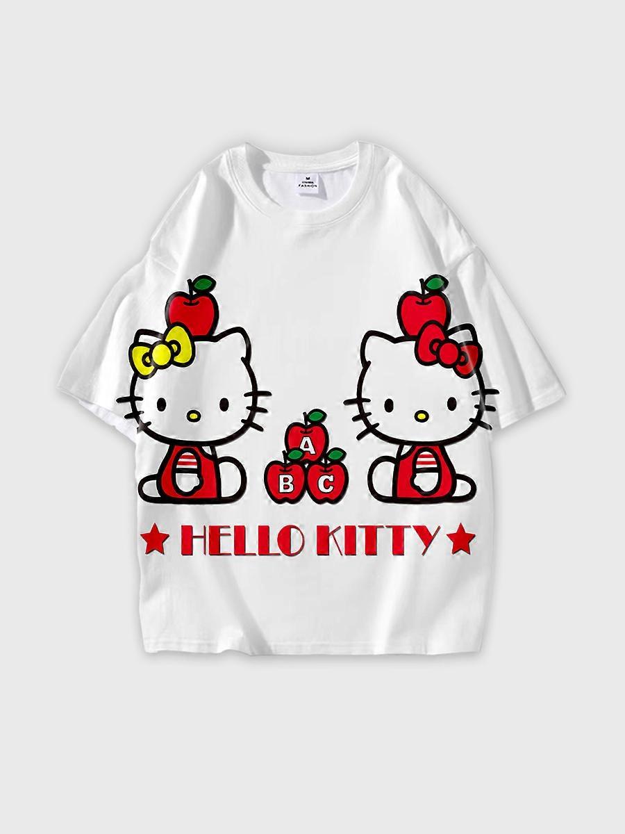 T-shirt round neck Cartoon Pattern loose short sleeve M76