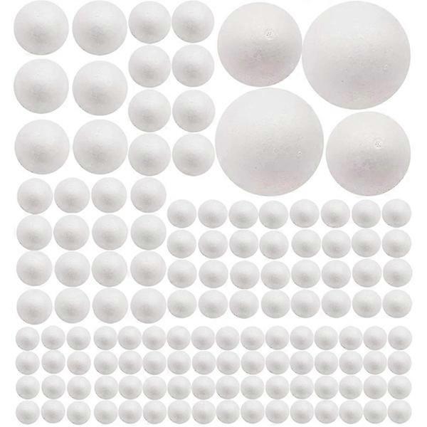 130 عبوة من كرات الرغوة الحرفية ، 7 أحجام بما في ذلك 1-4 بوصة ، كرات دائرية ناعمة من البوليسترين ، كرات رغوية بيضاء