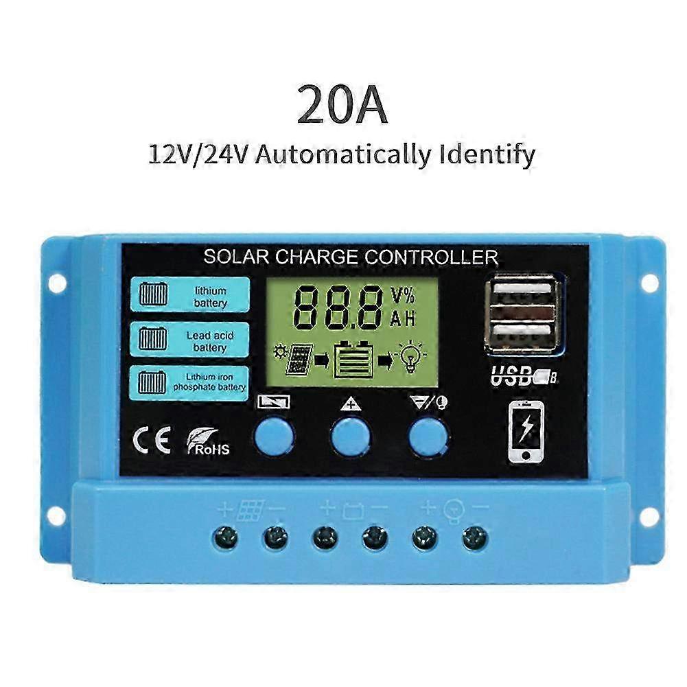10A 20A 30A MPPT Solar Charge Controller 12V 24V 50VDC for Lithium LiFePO4 GEL Lead Acid Batteries with Color Display PV Regulator