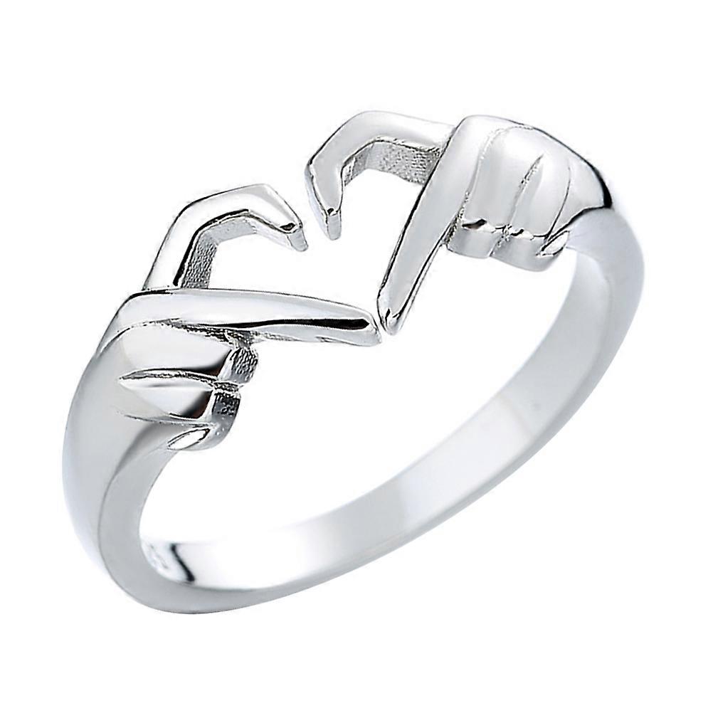 Matching Couple Rings Open Heart Hug Shape Silver Color 2X2CM Durable Adjustable Wedding Special Occasions 1Pcs