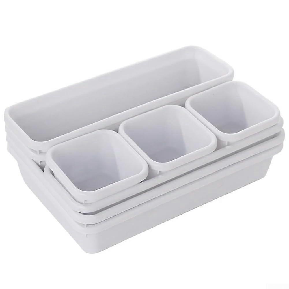 Cosmetic Storage Desktop Sorting Drawer - 8 Piece Plastic Storage Box Set with Dividers in White for Organizing Makeup