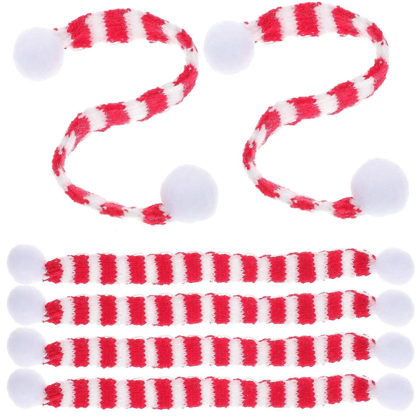 Soft Knitted Mini Scarves Small Rectangle Diy Material For Table Decoration White 6Pcs