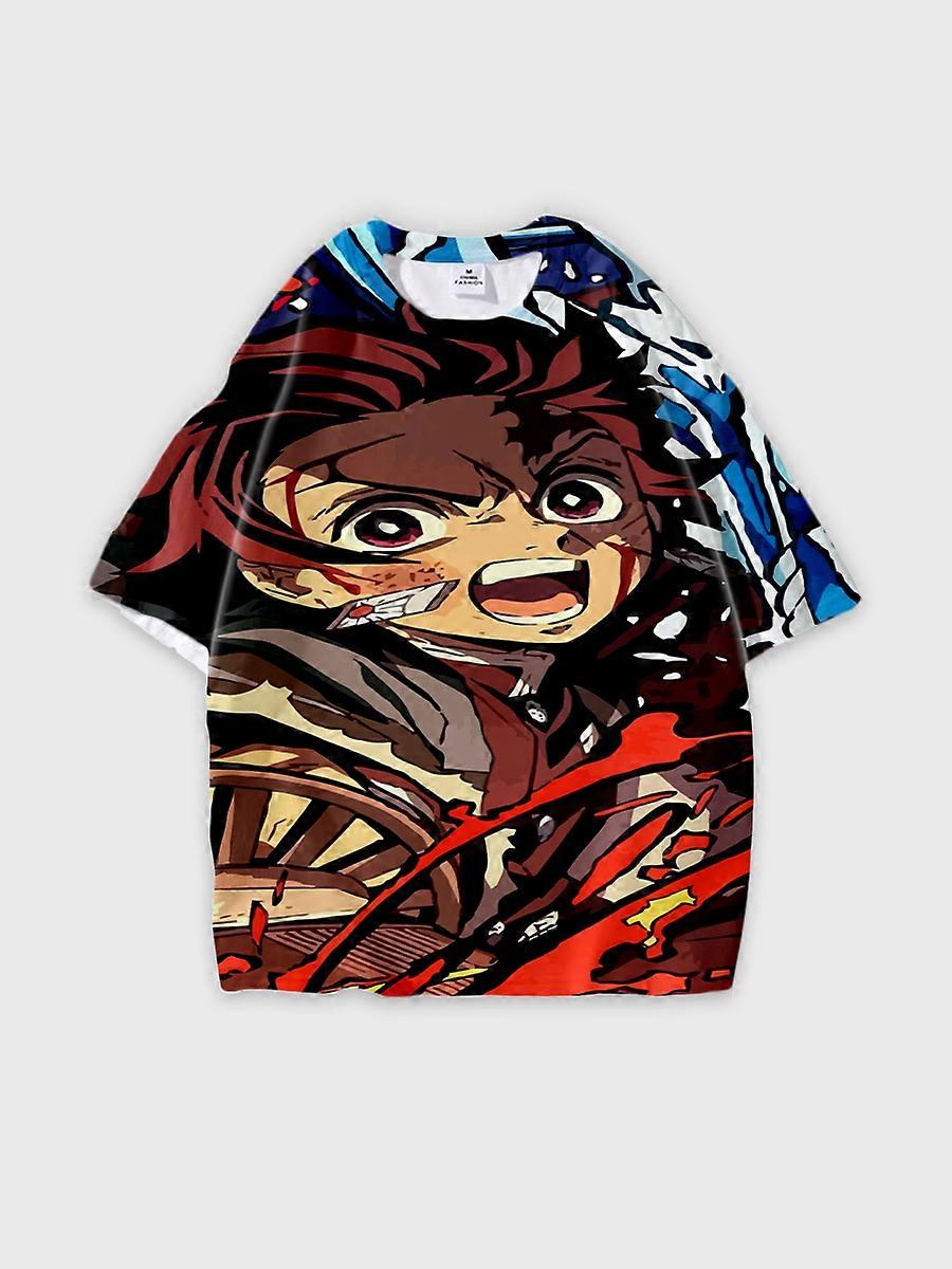 T-shirt round neck Character Pattern loose short sleeve P1439