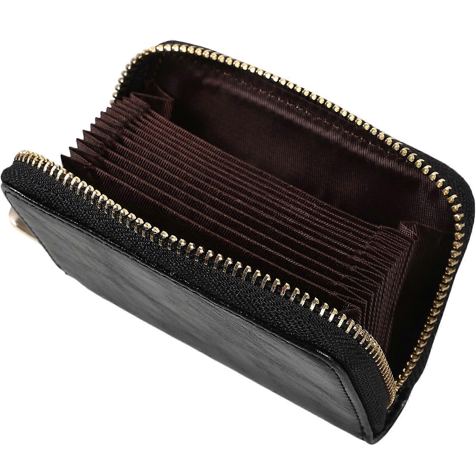Black Polyester Credit Card Storage Bag Portable Wallet for Phone Zipper Closure Lightweight Size 4.5 x 3.2 Inches