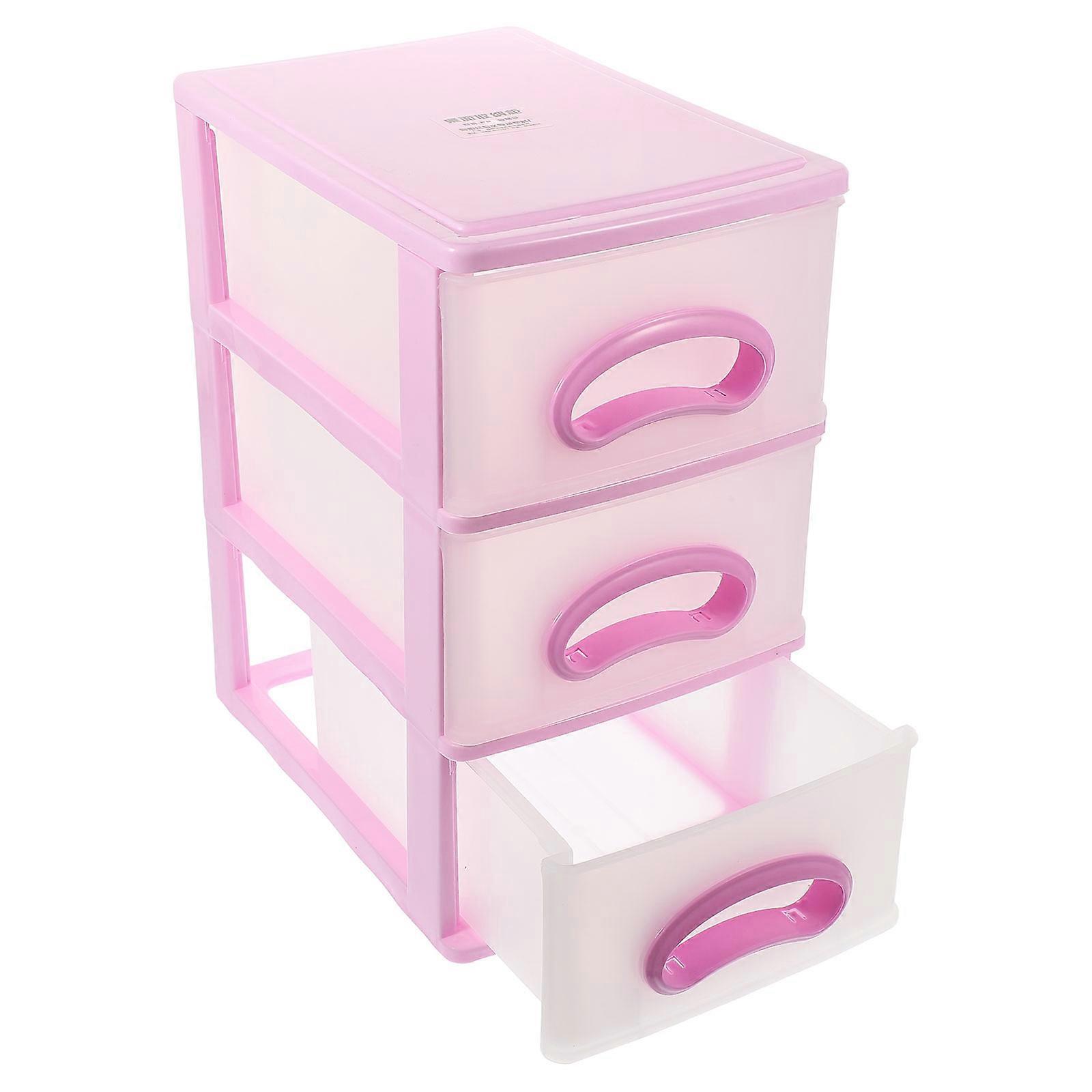 Desktop Storage Drawers Multi-Layer Storage Box For Family Members 30X24Cm Pink Organizing 1Pcs