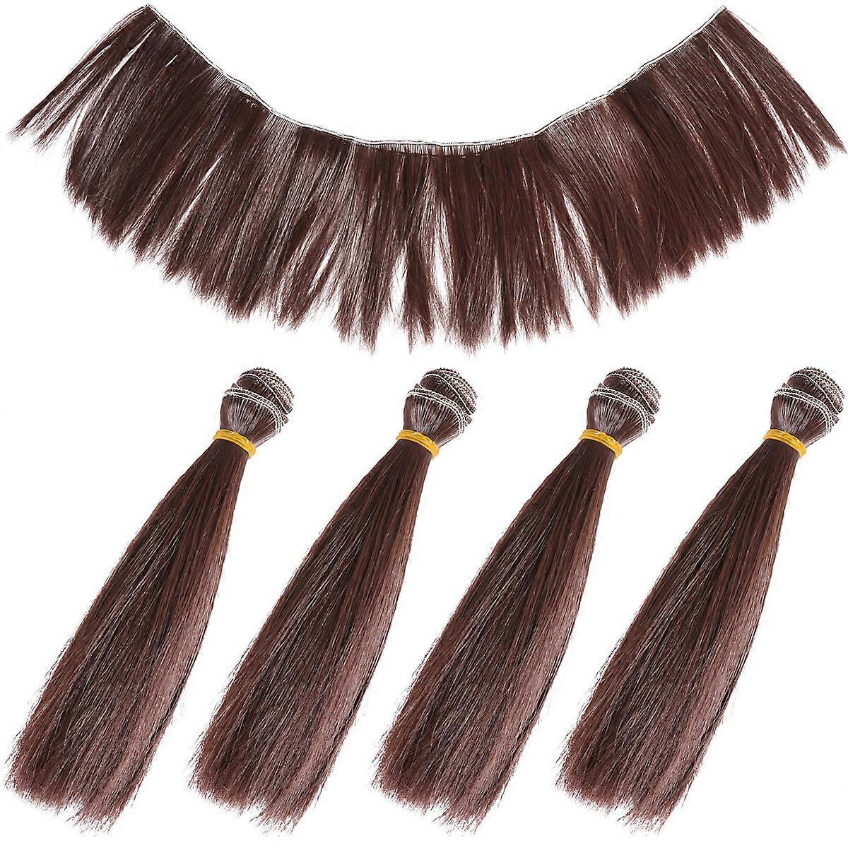 Doll Synthetic Wig Bundles Materials Elastic Band for Secure Fit DIY Making Light Black 5Pack