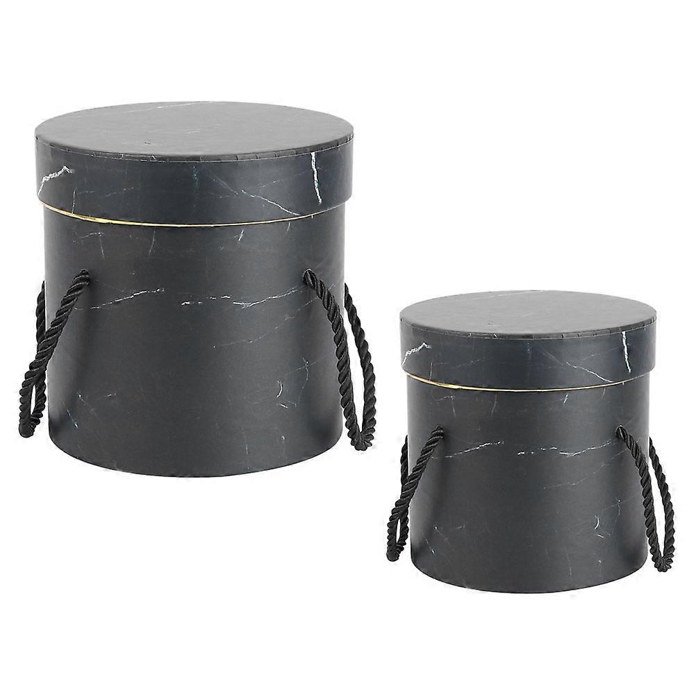 2Pcs Simple Style Flower Boxes Round Containers Desktop Decor