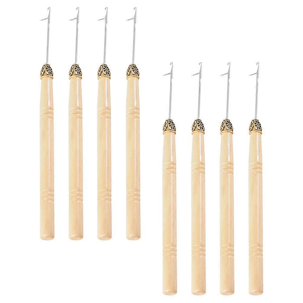 Here's a refined product description for your item:
**8pcs Dreadlocks Crochet Hooks with Wooden Handles – Durable Hair Braiding Tool for DIY Hair