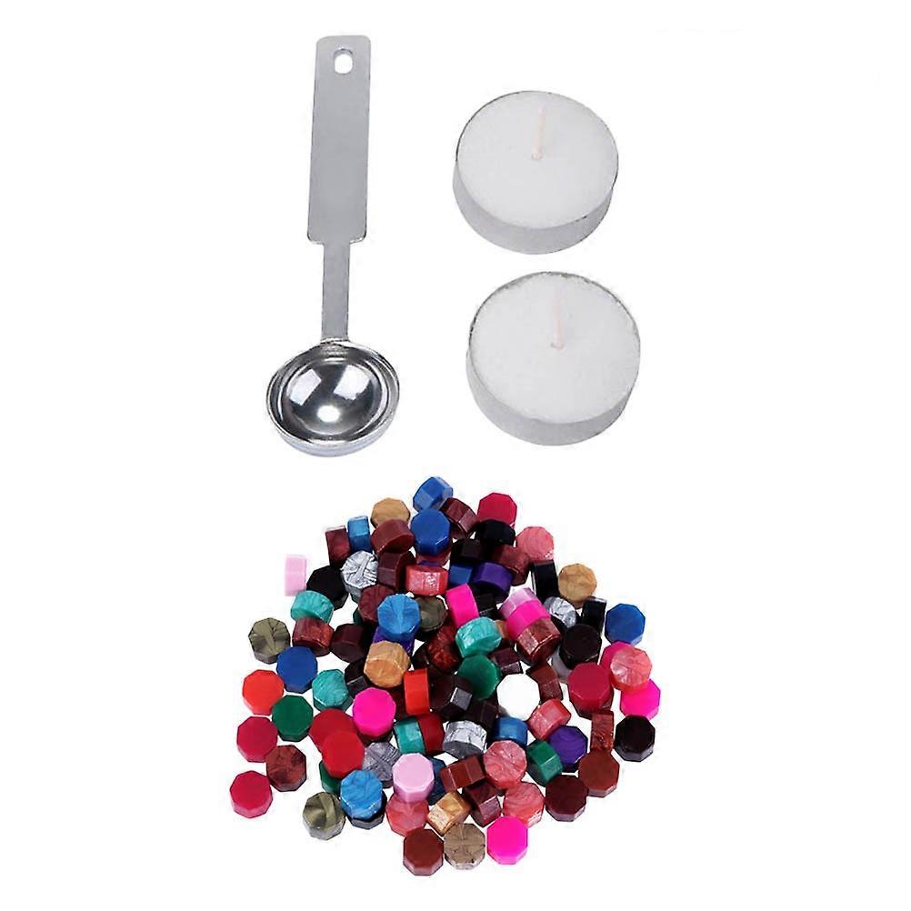 Sealing Wax Beads Set For Crafting 103 Pcs With Wax Melting Spoon And Candles In Assorted Color For Birthday Parties