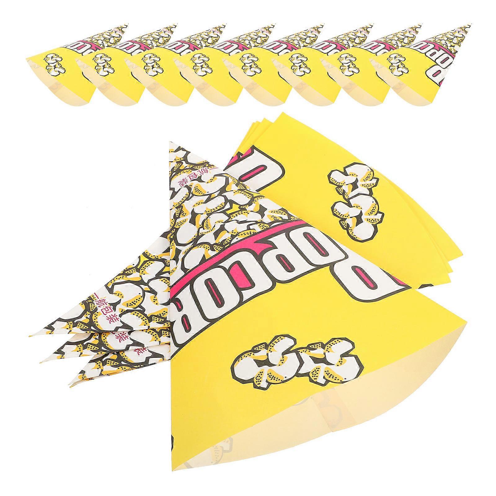 Durable Paper Popcorn Bags for Snacks and Candy Multi Color with Tapered Tips 100pcs